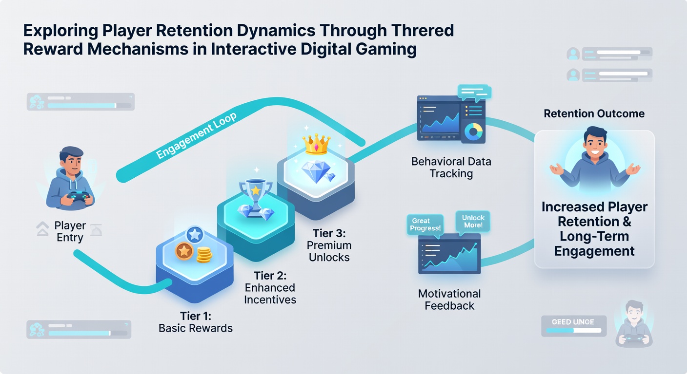 Diagramm zur Analyse von Spielerretention durch gestaffelte Rewards mit Wachstumskurven und Beispieldaten
